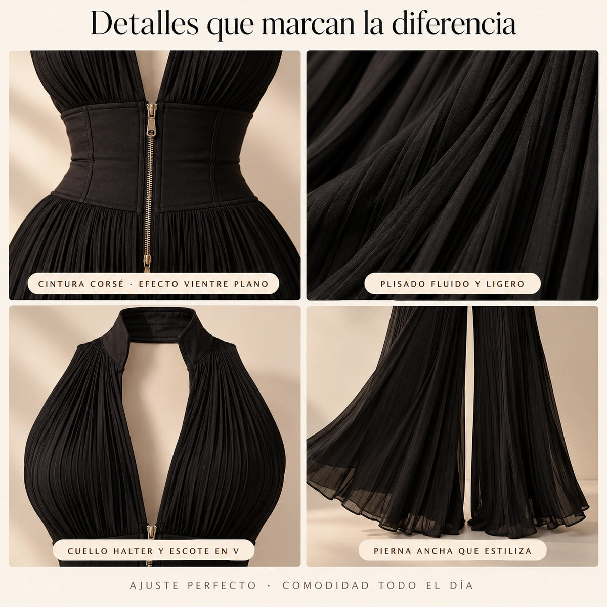 Jumpsuit Plisado Condado | Negro Noche